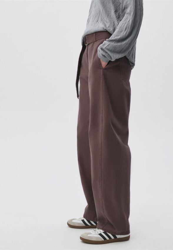Хлопковые брюки Slouchy с поясом на талии