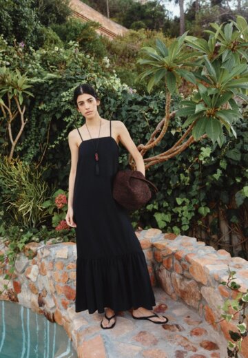 Платье макси на бретелях из смесового льна