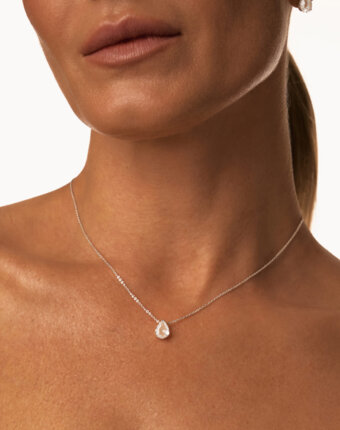 Серебряное колье ЭРОС на тонкой цепочке с горным хрусталем MIE женщинам