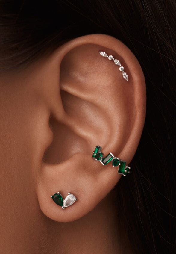 Серебряные серьги с фианитами в огранке груша MIESTILO  MIE