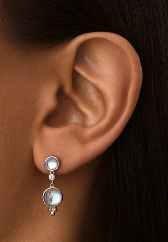 Серебряные серьги-подвесы с лунными камнями MIESTILO MIE