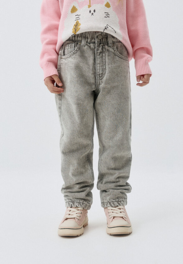 Утепленные джинсы Mom fit для девочек
