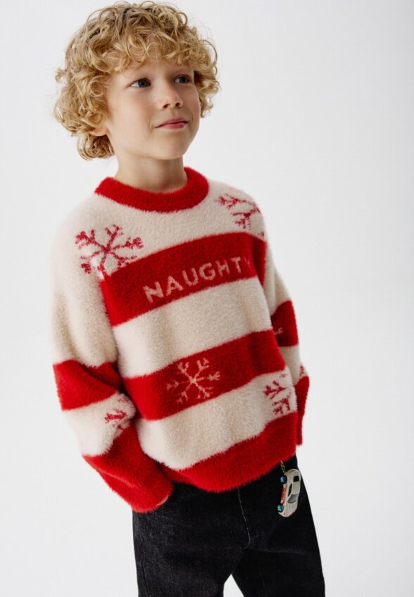 Пушистый джемпер с принтом детский