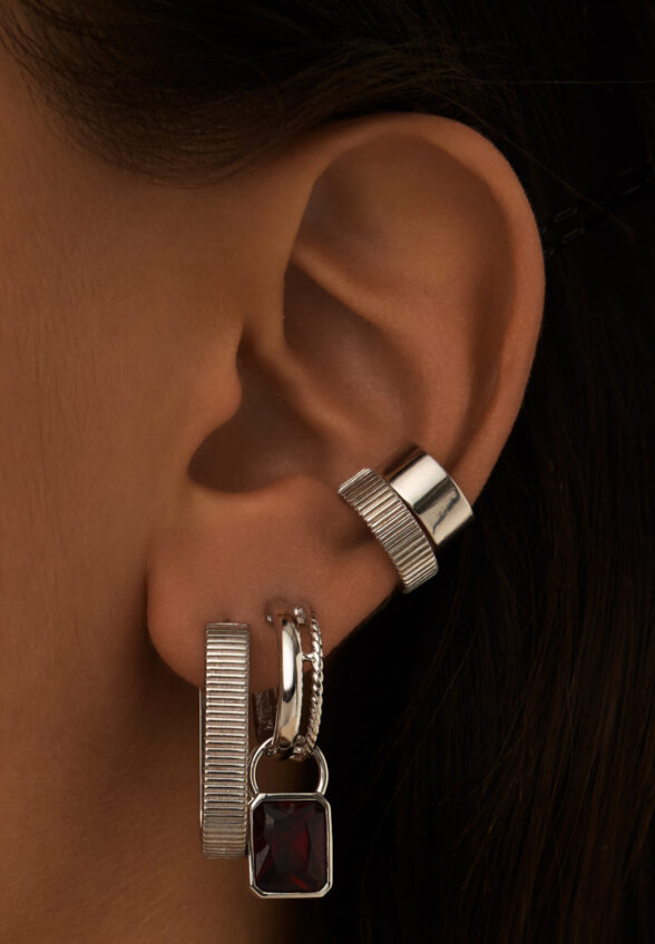 Серебряные серьги-трансформеры Бургунди MIE