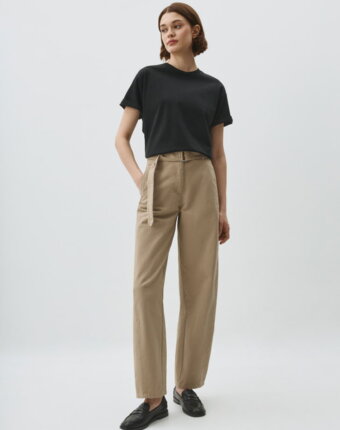 Хлопковые брюки Slouchy с поясом на талии женщинам