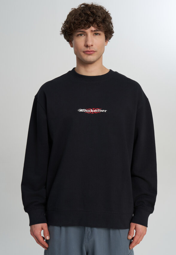 Свитшот мужской оверсайз Quiksilver Mercury Trident Crew, Черный