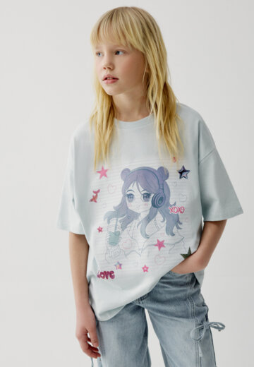 Футболка оверсайз с принтом для девочек