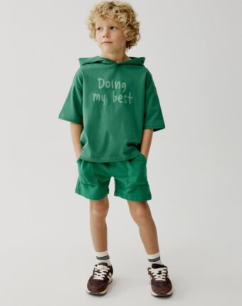 Футболка оверсайз с капюшоном для мальчиков детям