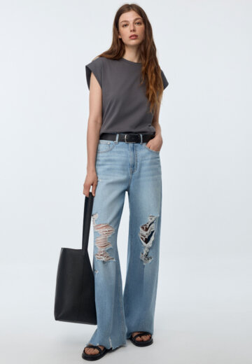 Рваные джинсы Wide Leg