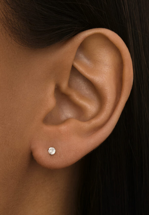 Серебряные серьги гвоздики с фианитом 3 мм MIESTILO MIE