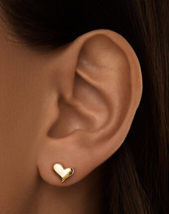 Серебряные пусеты в форме миниатюрных сердечек с покрытием позолота MIESTILO  MIE женщинам