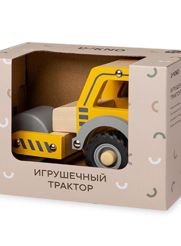 Игрушечный трактор с катком LUKNO, желтый