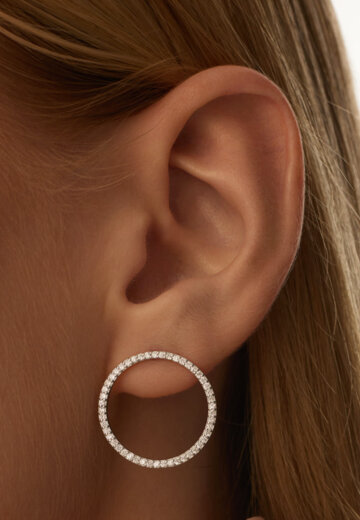 Серебряные акцентные пусеты с кругом из фианитов MIESTILO  MIE