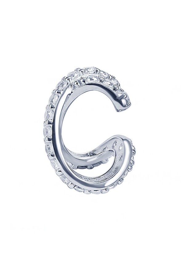 Двойной серебряный кафф с фианитами MIE