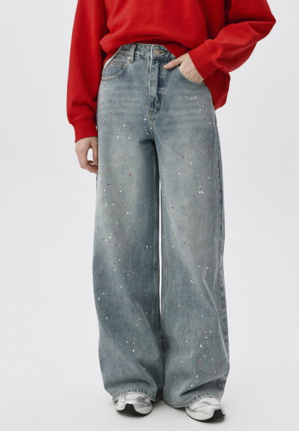Джинсы WIDE LEG с декоративными брызгами