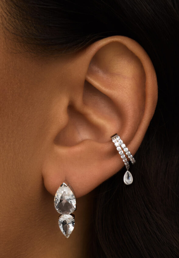 Серебряные серьги-пусеты МАЙЯ П с горным хрусталем MIE