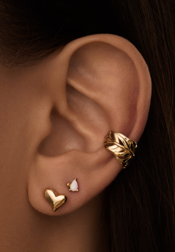 Серебряные пусеты в форме миниатюрных сердечек с покрытием позолота MIESTILO  MIE