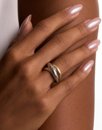 Серебряное кольцо кросс биколор MIE женщинам