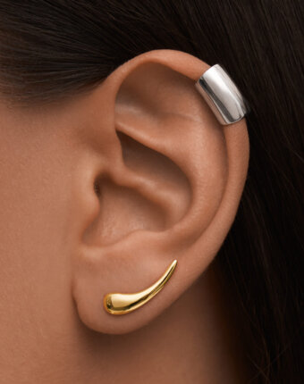 Серебряные серьги-клаймберы в покрытии желтое золото MIE женщинам