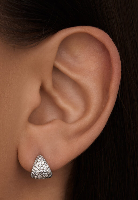 Серебряные серьги-кольца с паве из фианитов MIESTILO  MIE