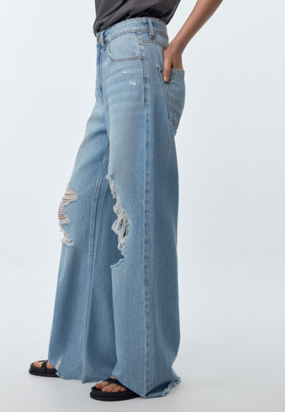 Рваные джинсы Wide Leg