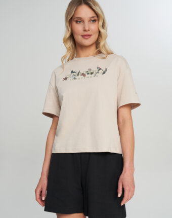Футболка женская Columbia Rolling Bend Graphic Relaxed Crop SS, Бежевый женщинам