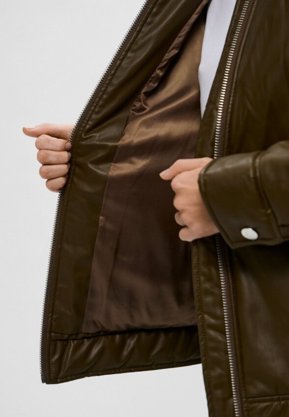 Куртка кожаная утепленная H&M