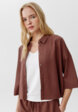 Укороченная рубашка оверсайз из смесового льна1  - превью