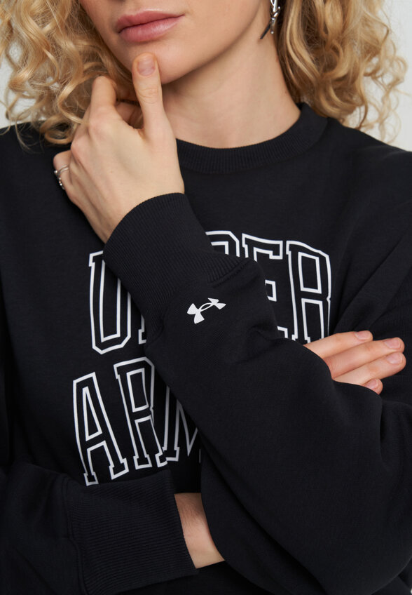 Свитшот женский оверсайз Under Armour Rival Flc OS Varsity Crew, Черный
