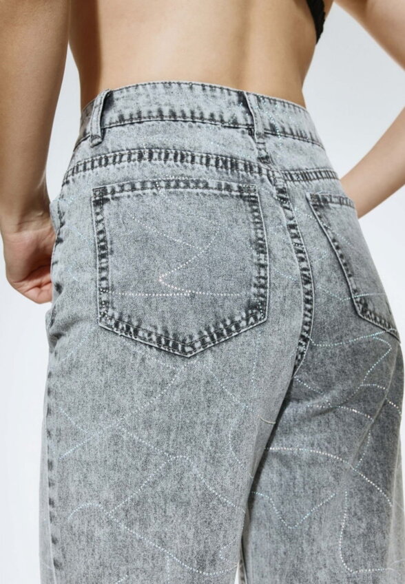 Джинсы Wide Leg с узором из страз