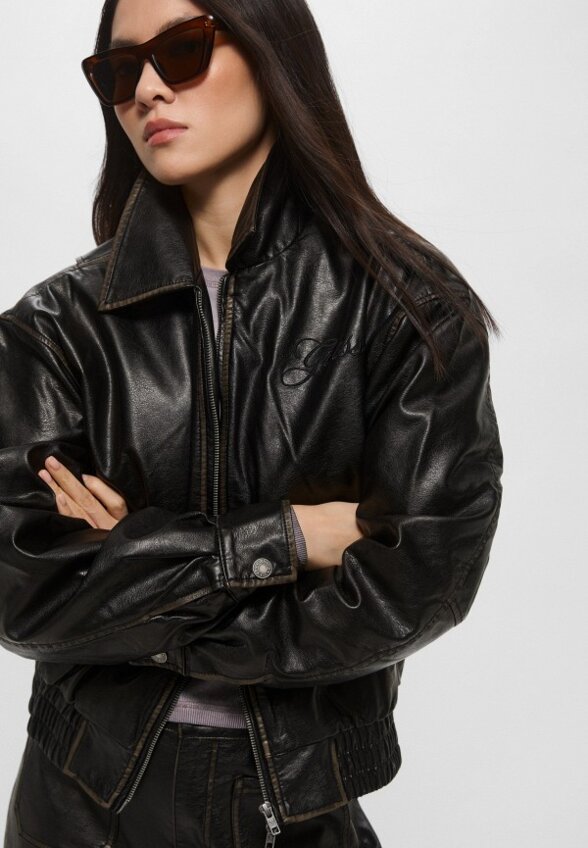 Куртка кожаная утепленная Guess Jeans
