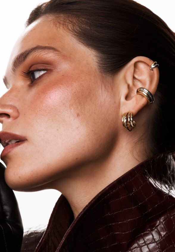 Серебряный перекрестный кафф биколор MIE