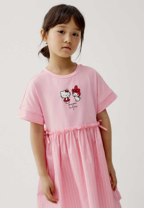 Комбинированное платье с принтом Hello Kitty и My Melody для девочек