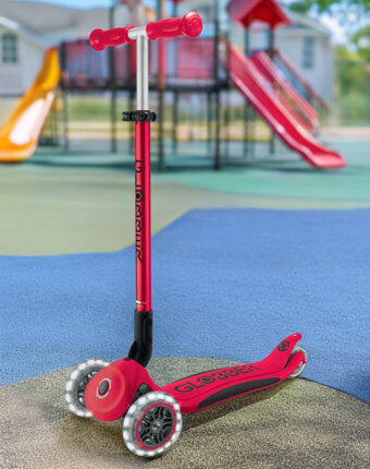 Самокат детский Globber Primo Foldable Plus Lights, Красный детям