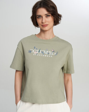 Футболка женская Columbia Rolling Bend Graphic Relaxed Crop SS, Зеленый женщинам