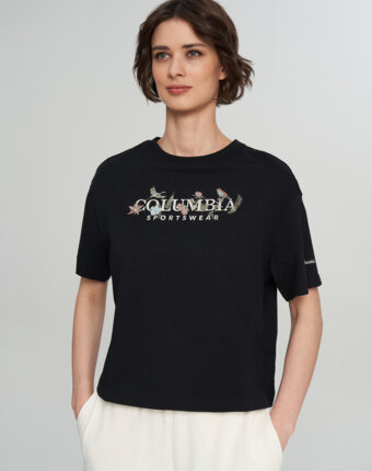 Футболка женская Columbia Rolling Bend Graphic Relaxed Crop SS, Черный женщинам