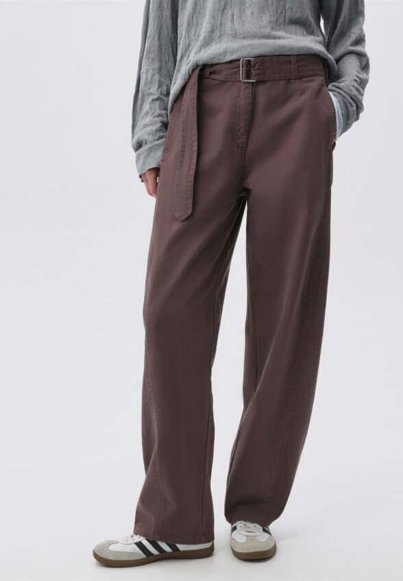 Хлопковые брюки Slouchy с поясом на талии