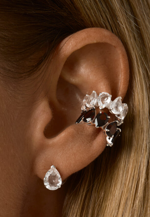 Серебряный кафф ЭРОС с горным хрусталем MIE