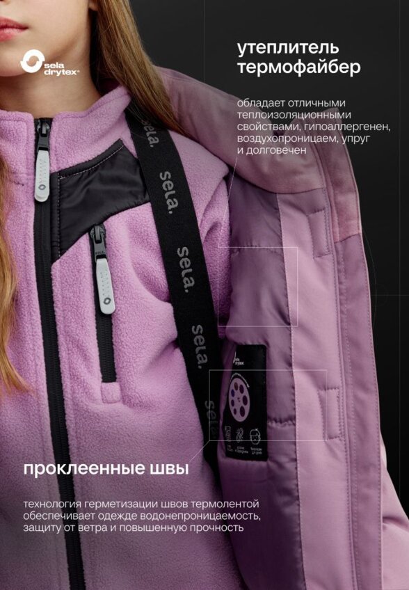 Куртка из технологичной мембранной ткани seladrytex® для девочек