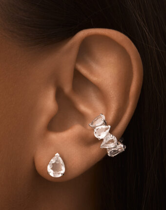 Серебряный кафф ЭРОС с горным хрусталем MIE женщинам