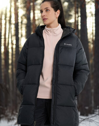 Куртка утепленная женская Columbia Puffect II Mid Hooded Jacket, Черный женщинам
