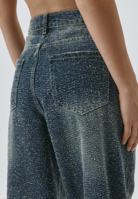 Джинсы Wide leg с потертостями