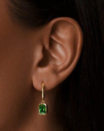 Серебряные серьги Элизабет с фианитом в покрытии желтое золото MIE женщинам