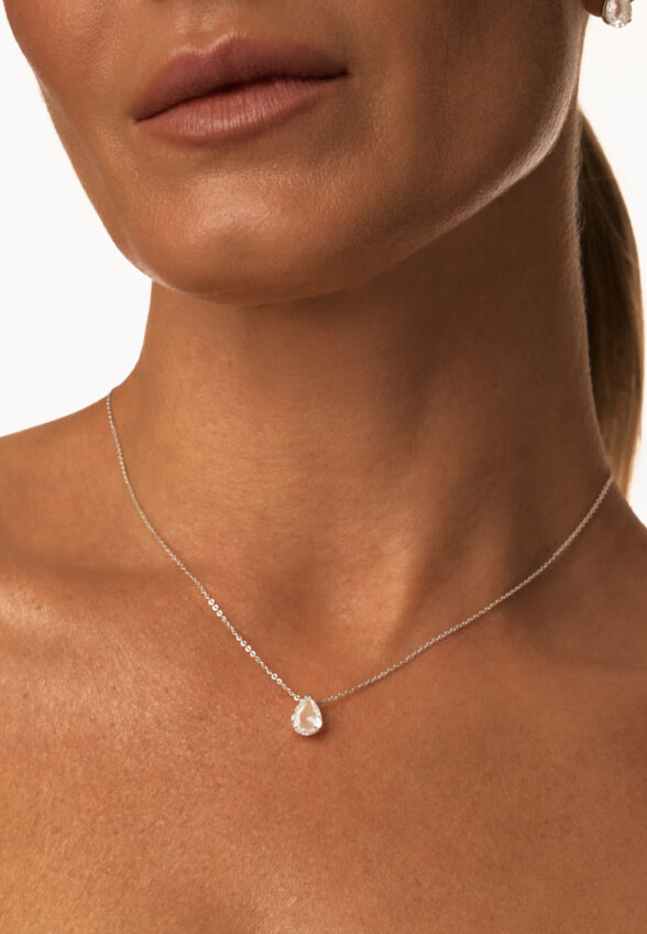 Серебряное колье ЭРОС на тонкой цепочке с горным хрусталем MIE