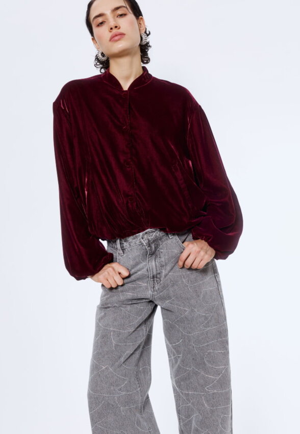 Джинсы WIDE LEG с узором из страз