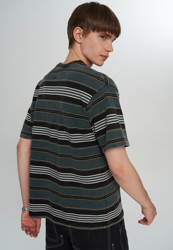 Футболка мужская Vans LX Pique Stripe SS, Зеленый
