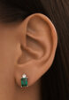Серьги пусеты Энергия с зелёным фианитом из серебра MIE1  - превью