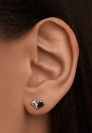 Серебряные серьги с фианитами в огранке груша MIESTILO  MIE