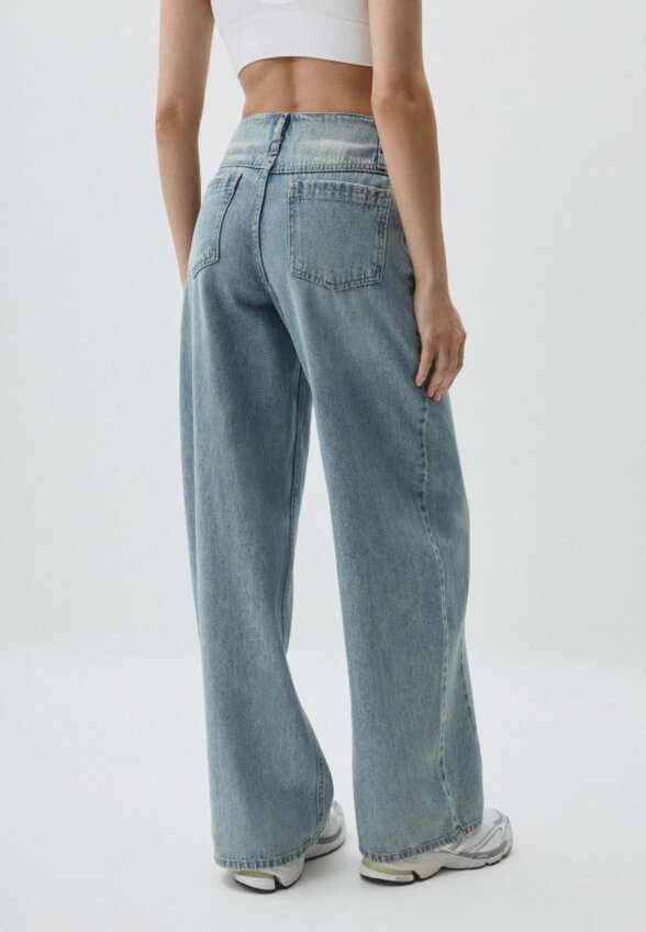 Джинсы Wide Leg с рельефными швами