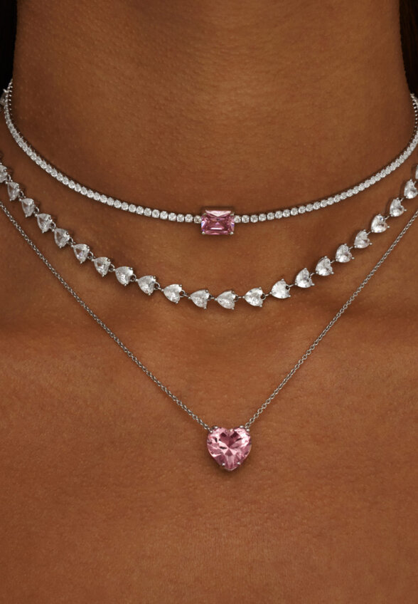 Серебряное колье ЛЮБОВЬ с подвеской-сердцем MIE